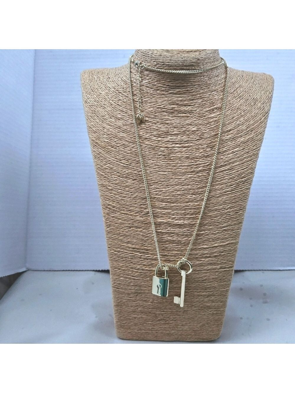 Victoria's Secret Gold-tone Faux Lock & Key Pendant Necklace